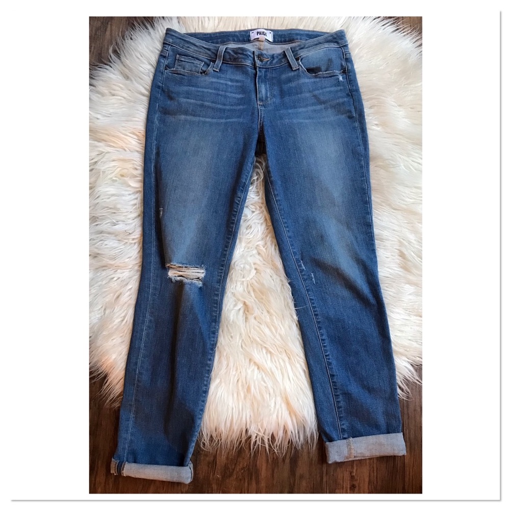 Paige Jimmy Jimmy Boyfriend Fit Jeans Lightly Distressed Blue Size 26